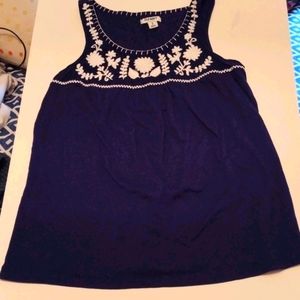 Navy embroidered tank